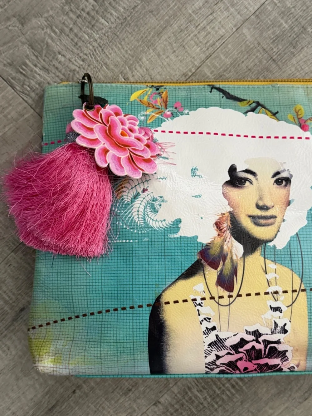 Papaya Art Tasseled Clutch
